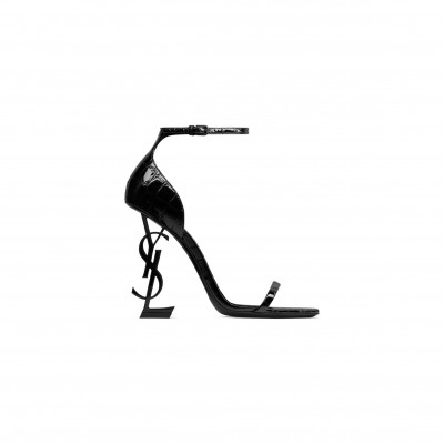 YSL OPYUM SANDALS IN CROCODILE-EMBOSSED LEATHER 557662AACST1000